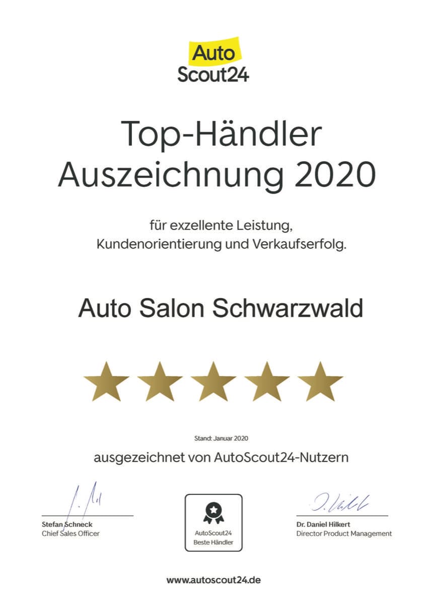 AutoScout24 Top-Händler 2020 – Auto Salon Schwarzwald