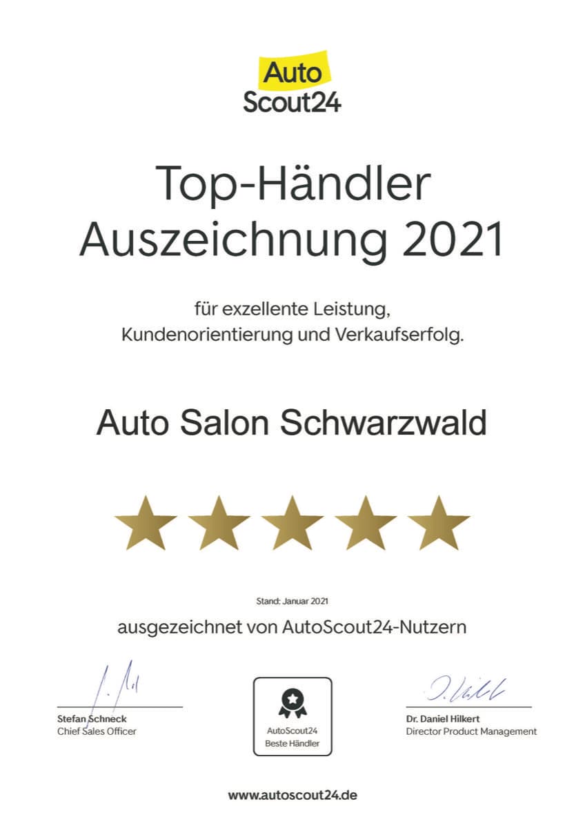 AutoScout24 Top-Händler 2021 – Auto Salon Schwarzwald