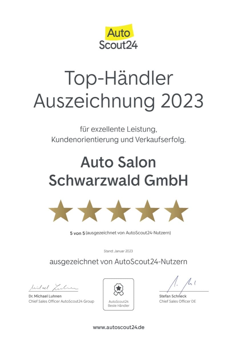AutoScout24 Top-Händler 2023 – Auto Salon Schwarzwald